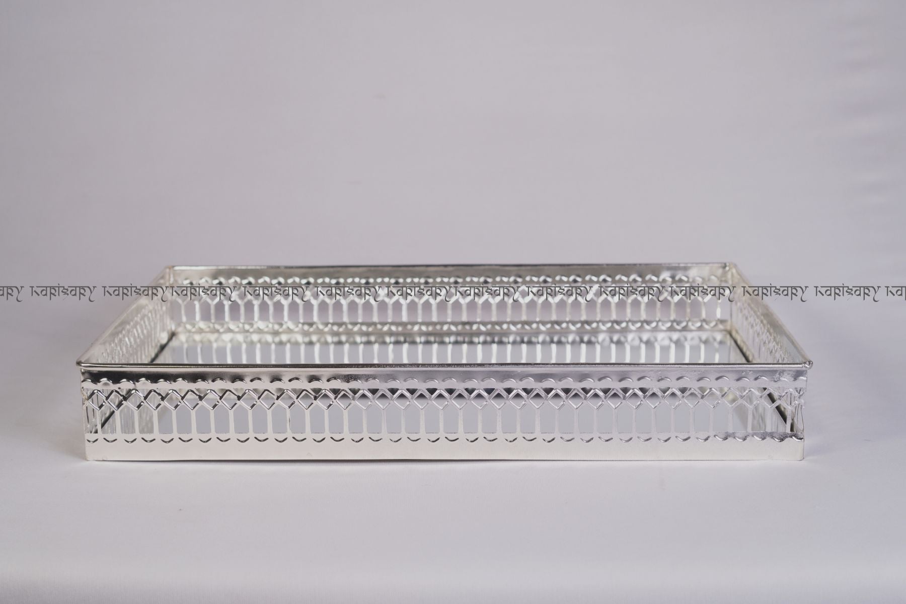 LARGE ACCENT TRAY WITH MIRROR FOR GIFTING, TROUSSEAU PACKING, DECOR (40cm Diameter)