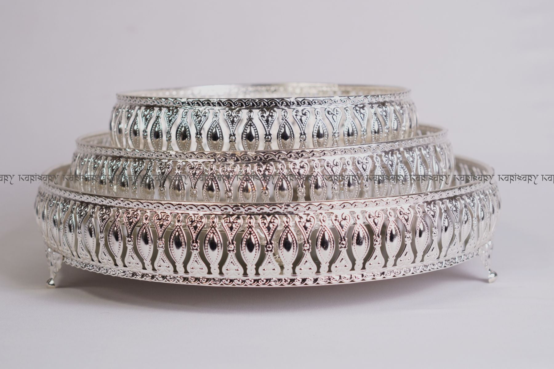 ROUND HAMPER TRAYS SET OF 3 WITH MIRROR FOR GIFTING, TROUSSEAU PACKING, DECOR