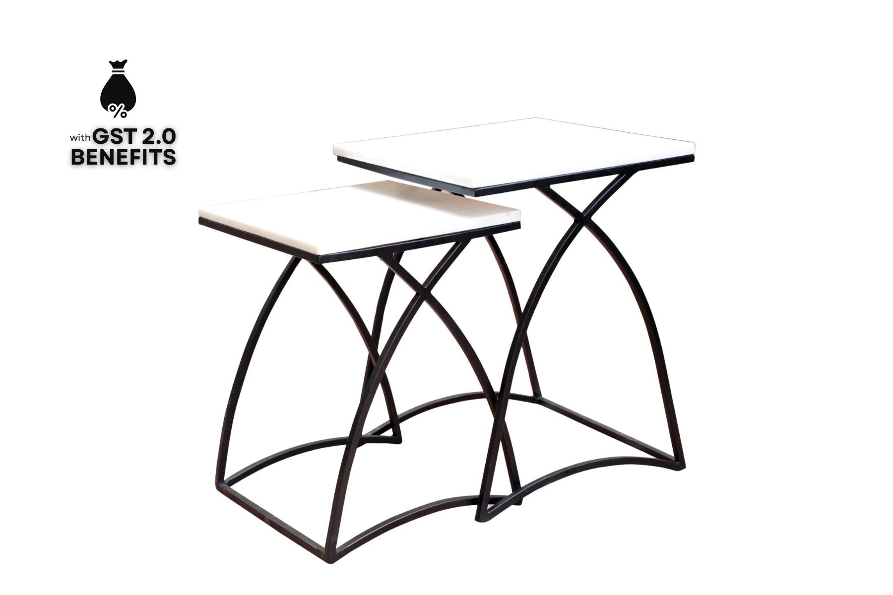 BLACK FRAME WITH WHITE TOP TABLES