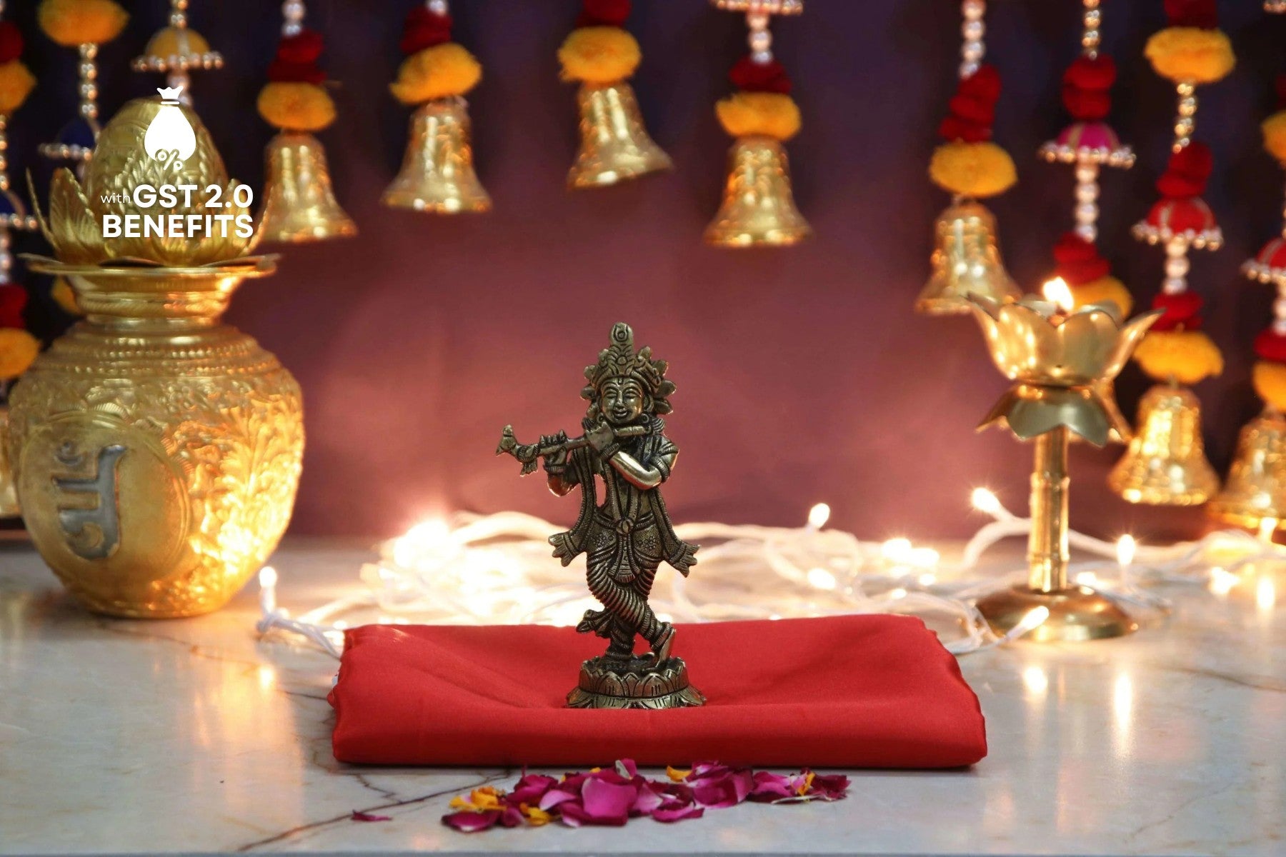 BRASS SUPERFINE KRISHNA JI FIGURINE/IDOL 5.5inch