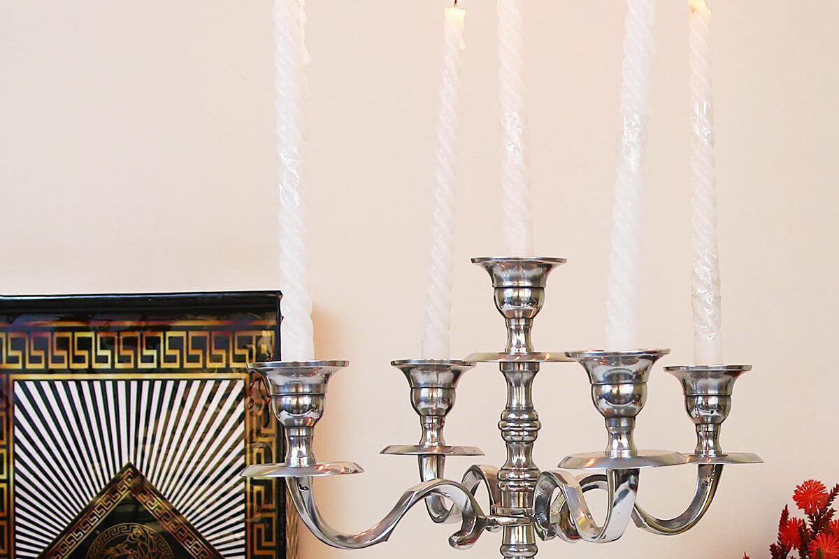 SILVER ALUMINIUM ARMS CANDELABRA