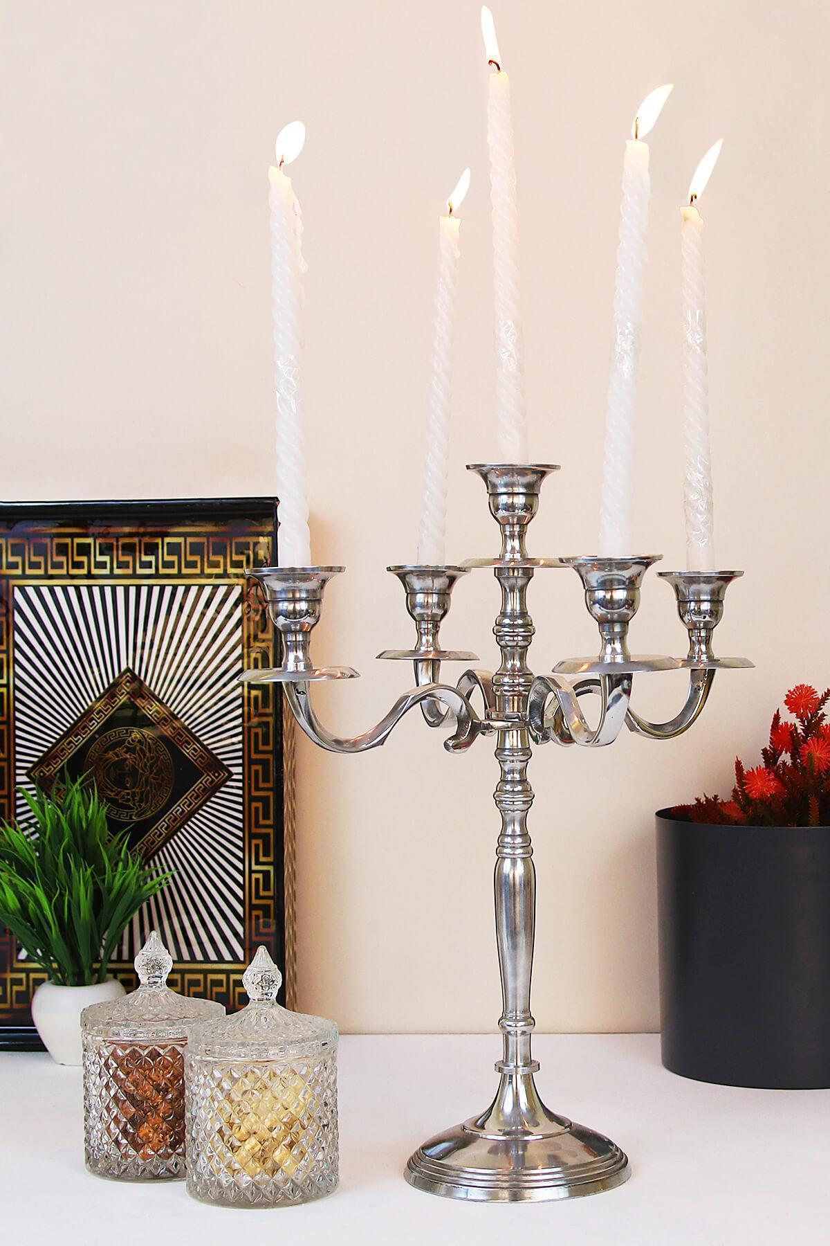 SILVER ALUMINIUM ARMS CANDELABRA