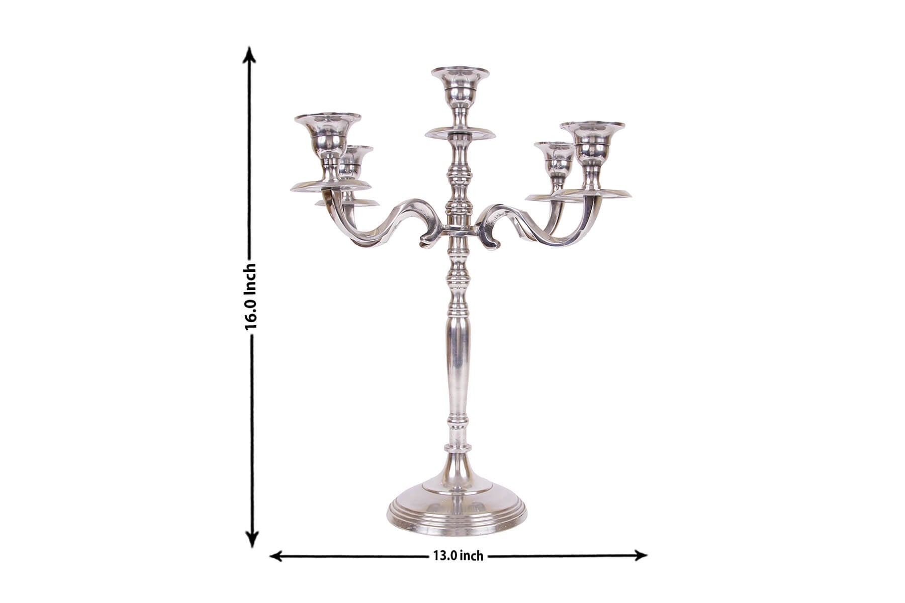 SILVER ALUMINIUM ARMS CANDELABRA