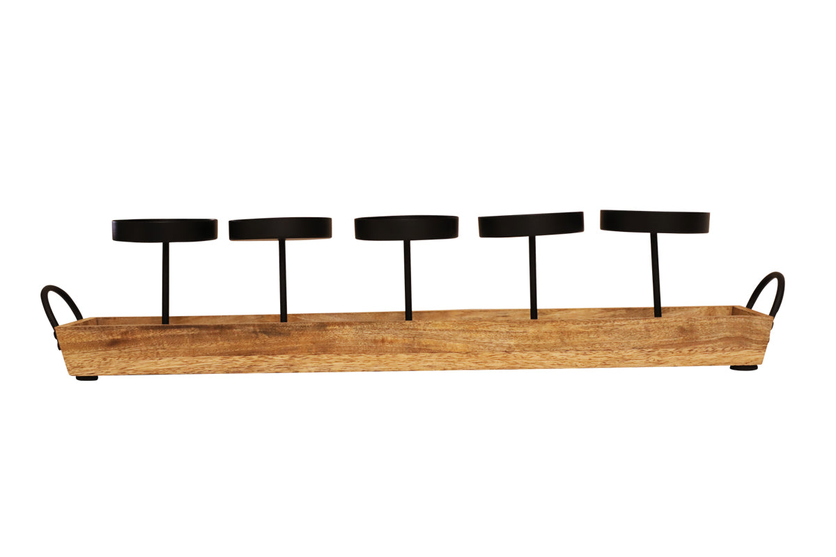 WOODEN BASE CANDLE HOLDER