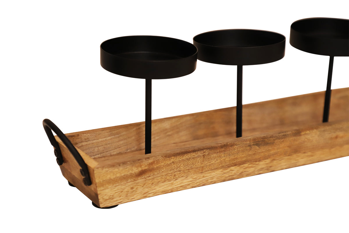 WOODEN BASE CANDLE HOLDER