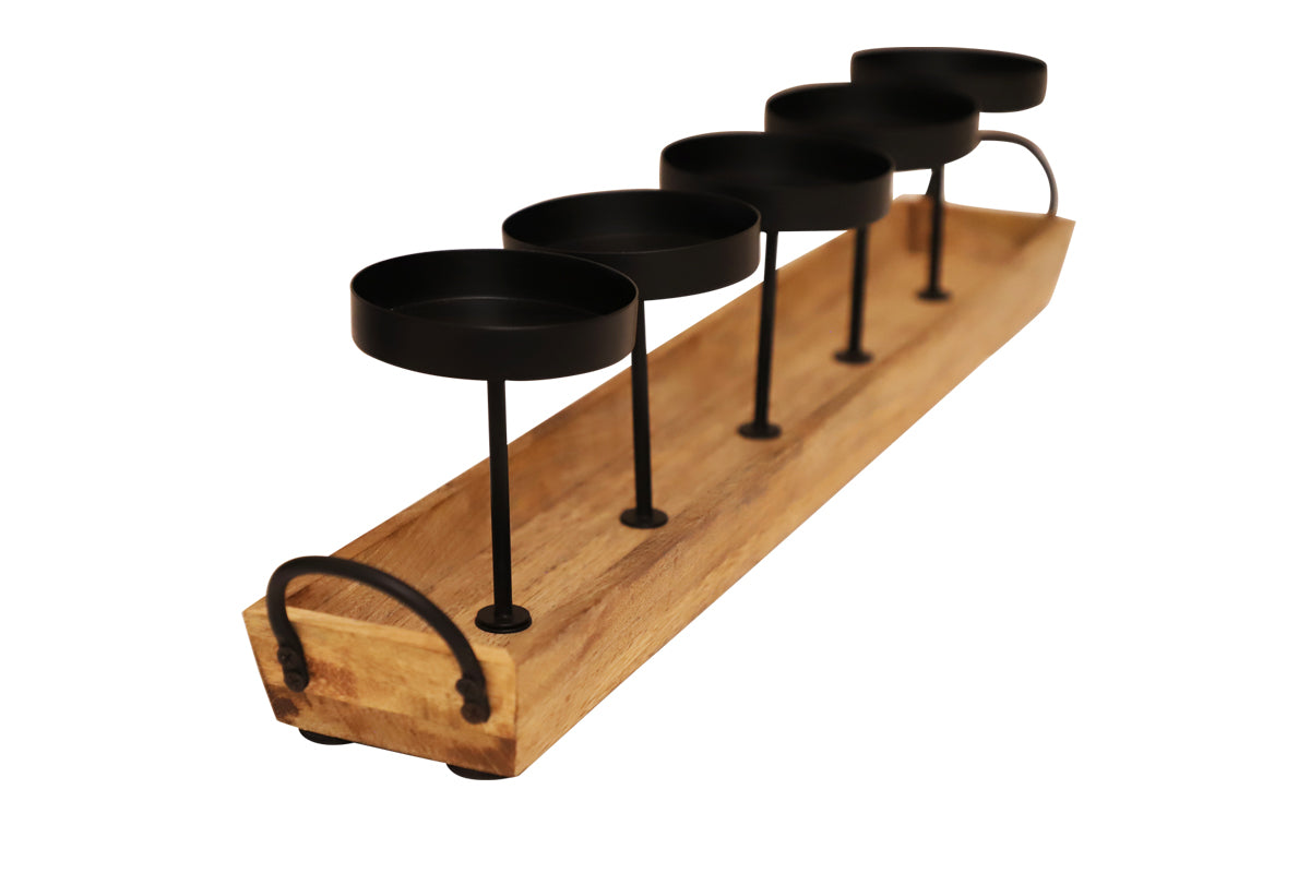 WOODEN BASE CANDLE HOLDER