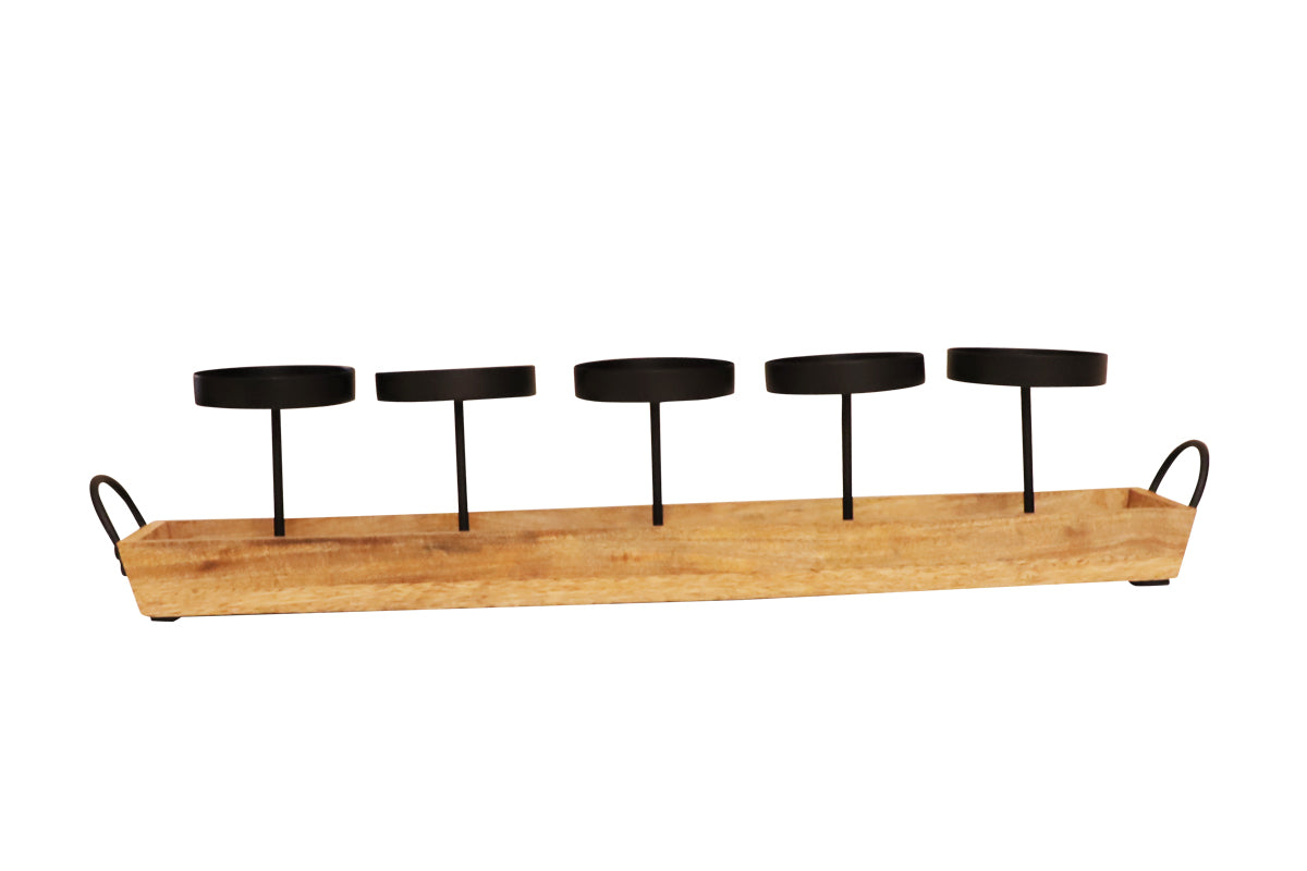 WOODEN BASE CANDLE HOLDER