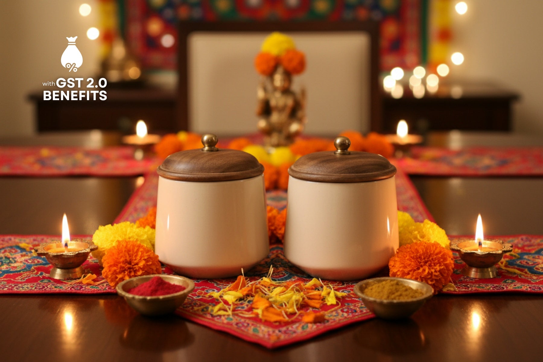 DECORATIVE JARS FOR COOKIES AND DRYFRUITS, CERAMIC JARS FOR GIFTING, WOODEN LID JARS FOR KITCHEN & HOME DÉCOR, IVORY PLAIN SET OF 2