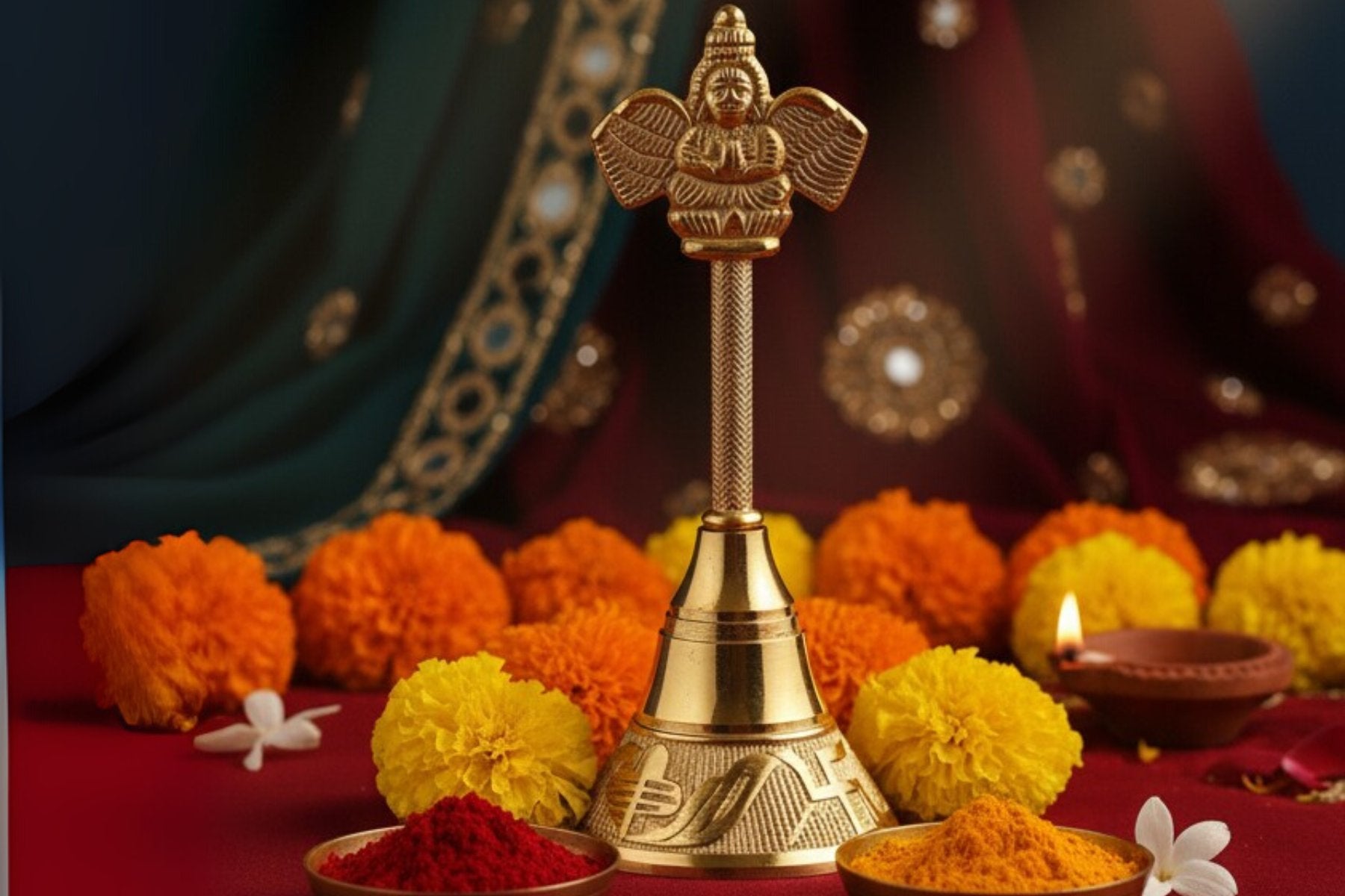 DECORATIVE METAL BELL FOR POOJA AND TEMPLE, POOJA ARTICLES FOR GIFTING, SMALL GHANTI FOR DIWALI & NAVRATRI POOJAN