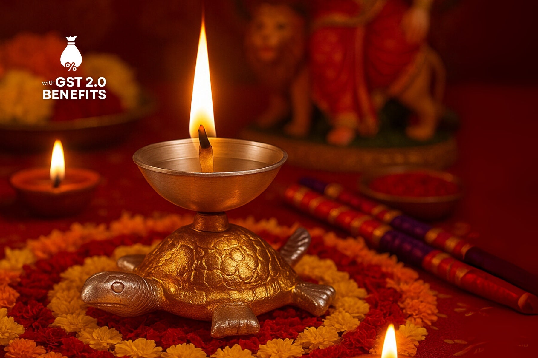 DECORATIVE METAL TORTOISE DEEPAK, LUXURY POOJA ARTICLES FOR GIFTING, SMALL KACHHUA DIYA FOR DIWALI, HOME DÉCOR & VAASTU