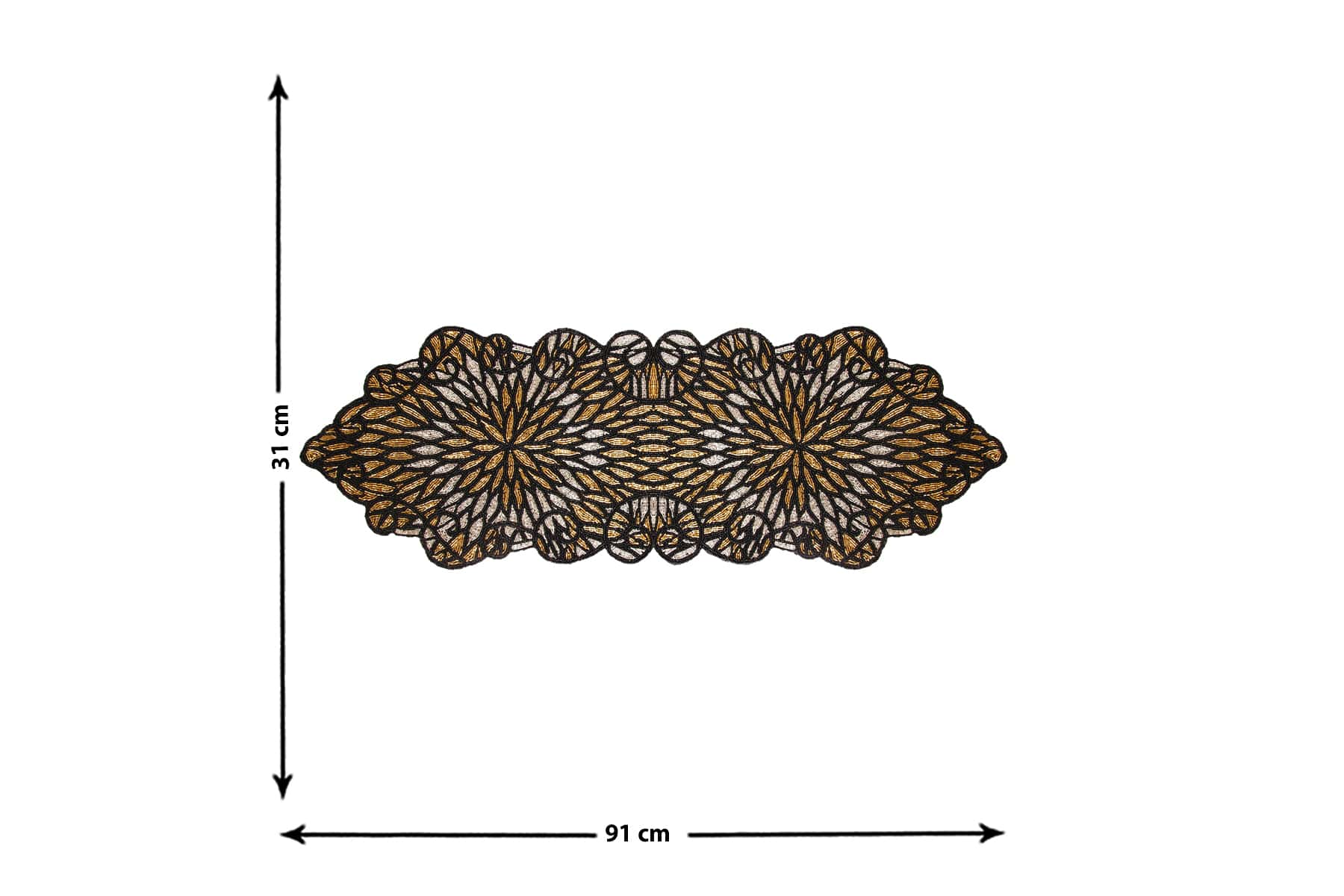 HANDMADE BEADED BLACK DINING TABLE RUNNER 91cm