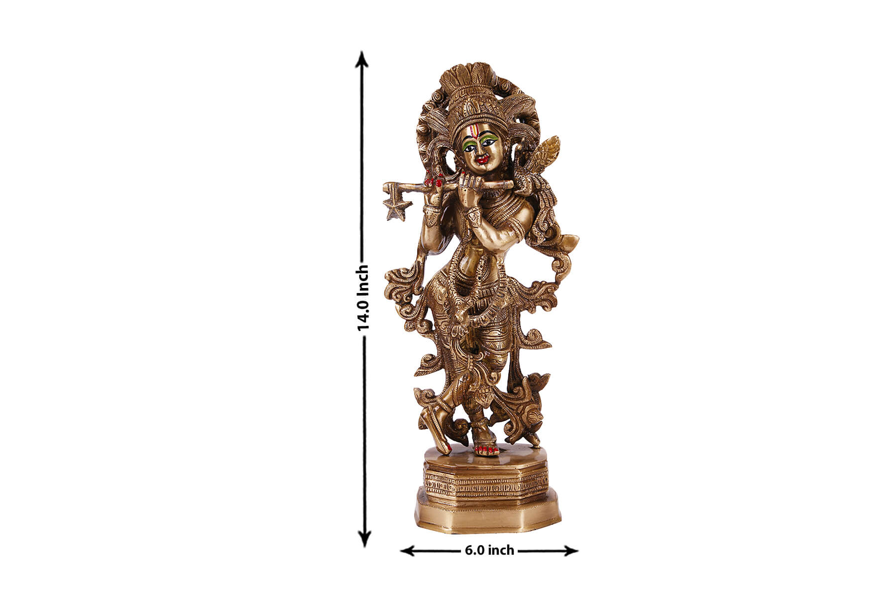 BRASS SUPERFINE GOD KRISHNA IDOL/MOORTI 14 inch