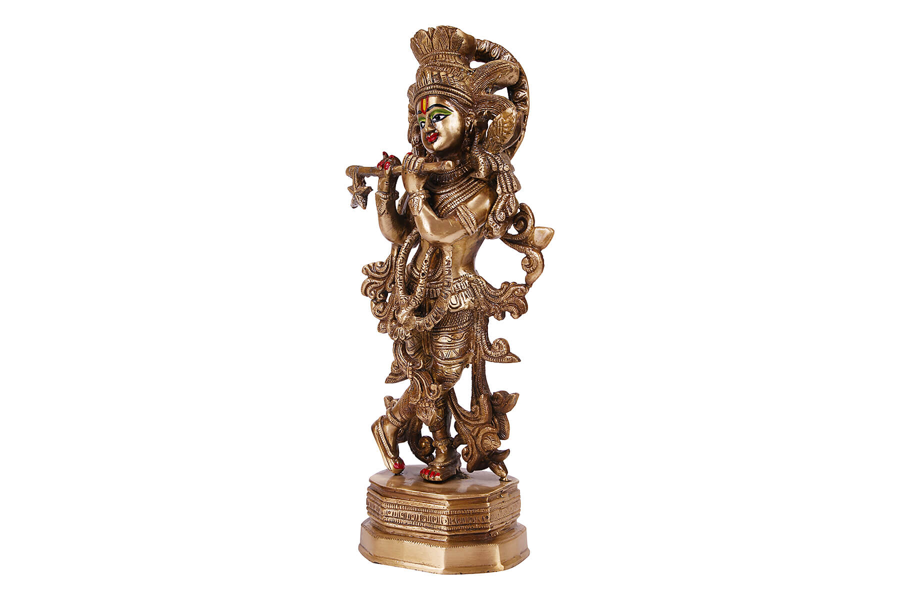 BRASS SUPERFINE GOD KRISHNA IDOL/MOORTI 14 inch
