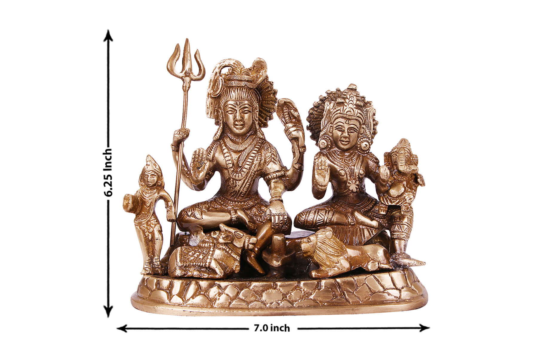 BRASS SUPERFINE ANTIQUE SHIV PARIVAAR MOORTI/IDOL/STATUE 7 INCH