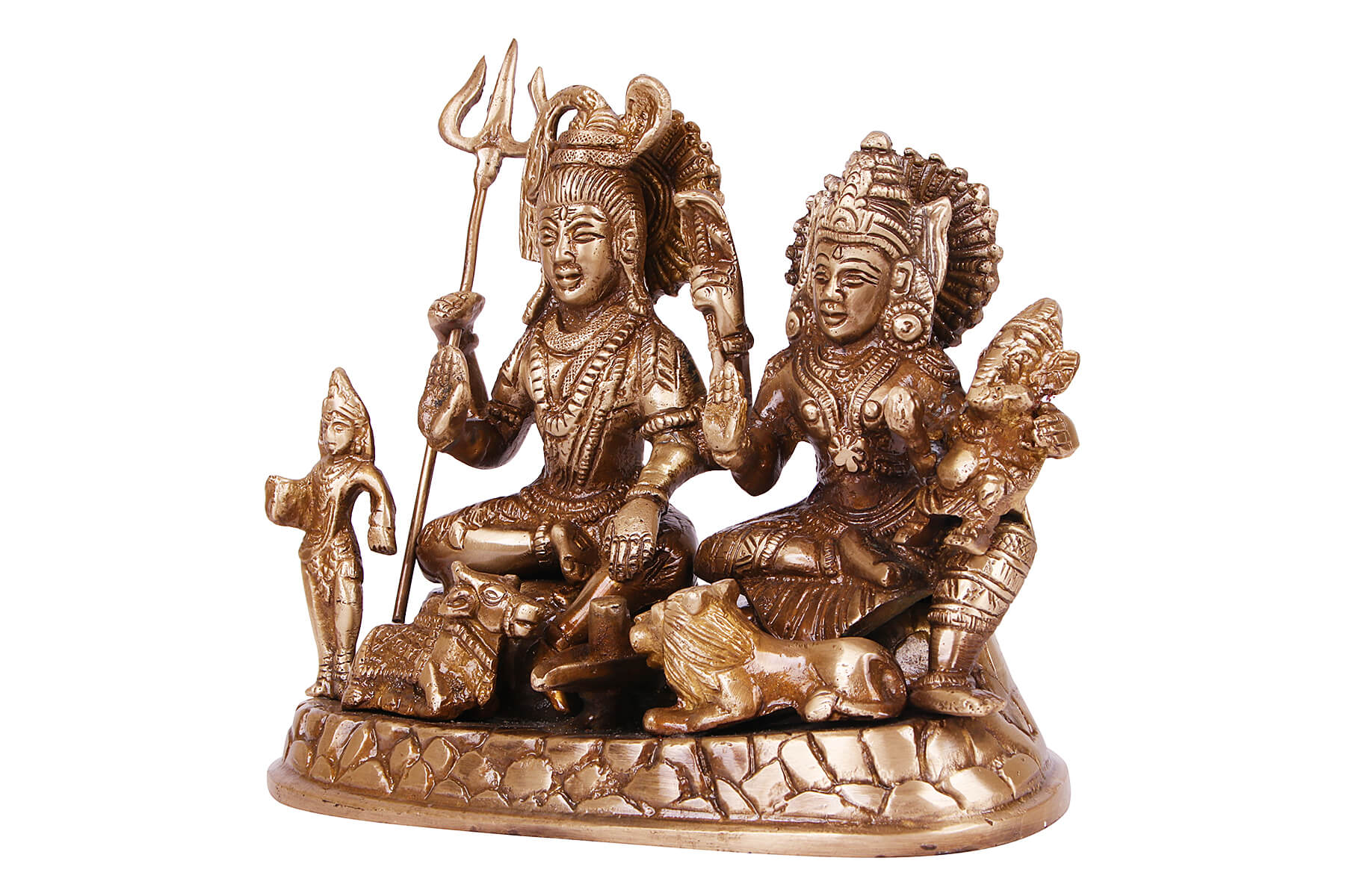 BRASS SUPERFINE ANTIQUE SHIV PARIVAAR MOORTI/IDOL/STATUE 7 INCH