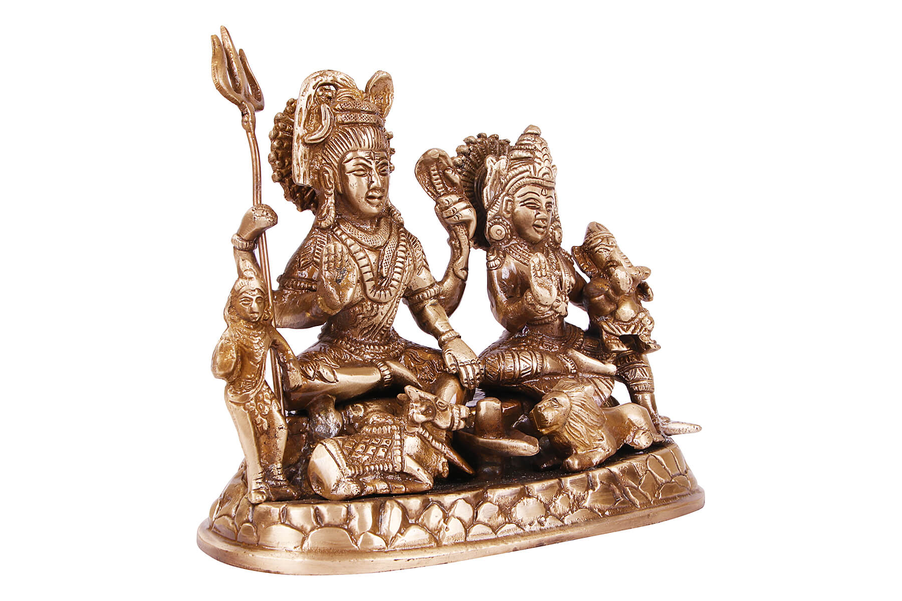 BRASS SUPERFINE ANTIQUE SHIV PARIVAAR MOORTI/IDOL/STATUE 7 INCH