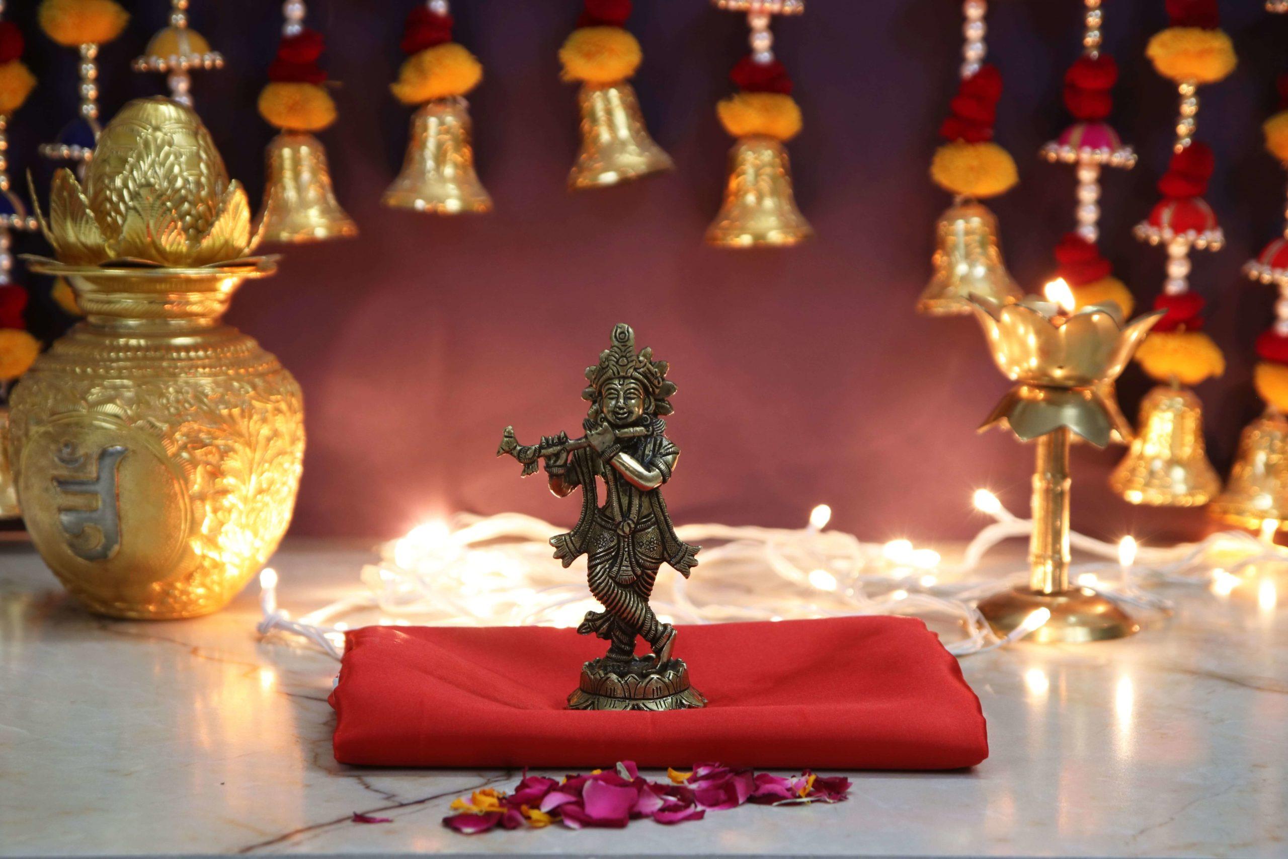 BRASS SUPERFINE KRISHNA JI FIGURINE/IDOL 5.5inch