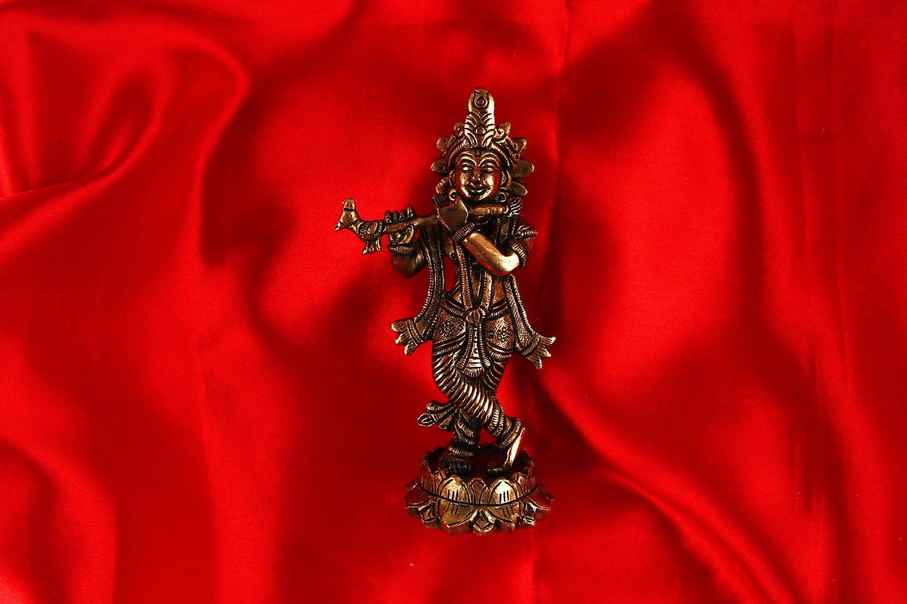 BRASS SUPERFINE KRISHNA JI FIGURINE/IDOL 5.5inch