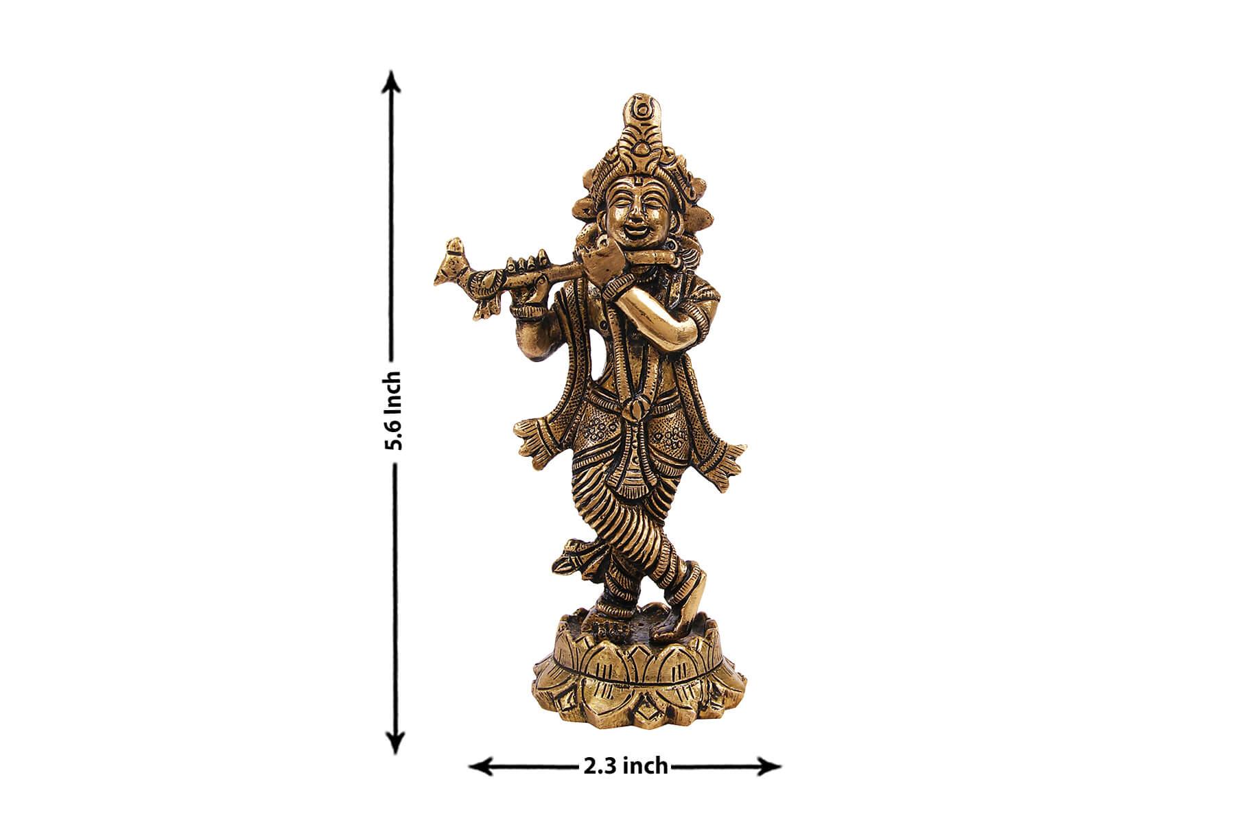 BRASS SUPERFINE KRISHNA JI FIGURINE/IDOL 5.5inch