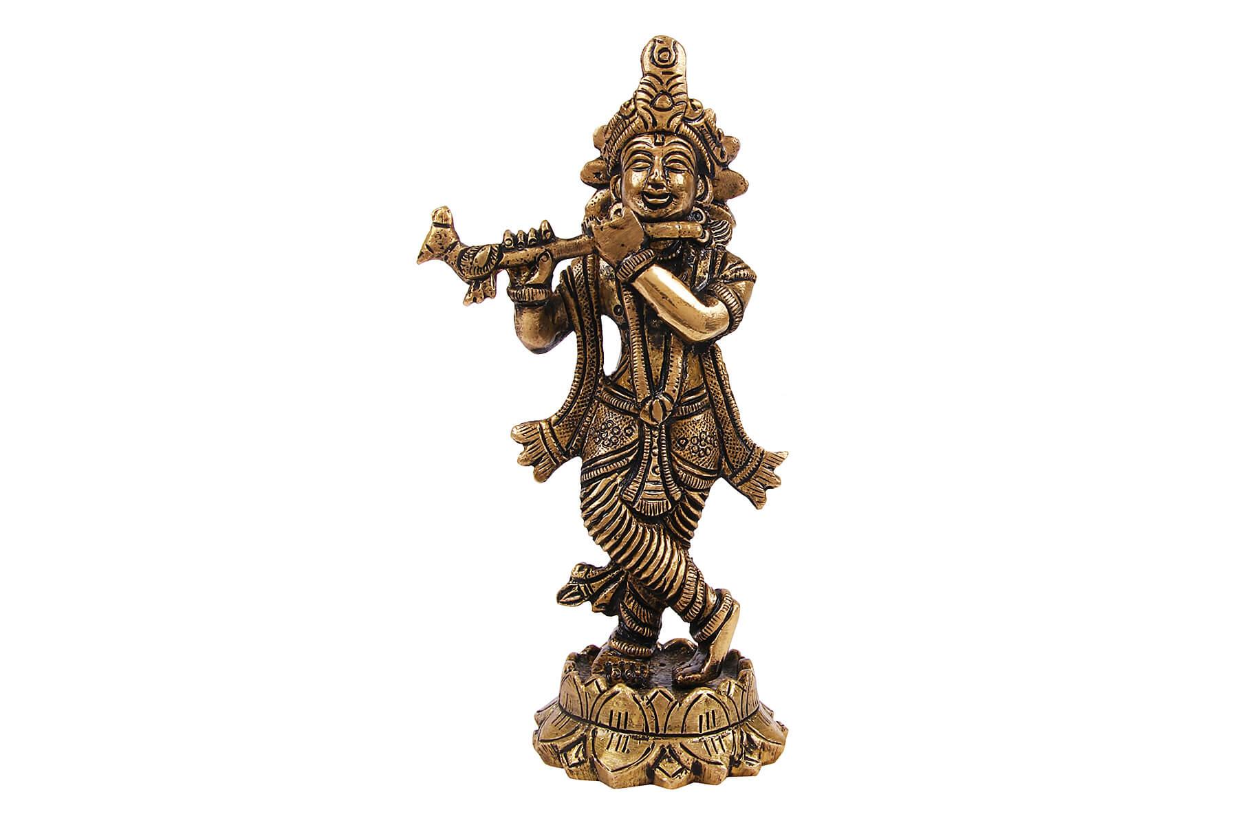 BRASS SUPERFINE KRISHNA JI FIGURINE/IDOL 5.5inch