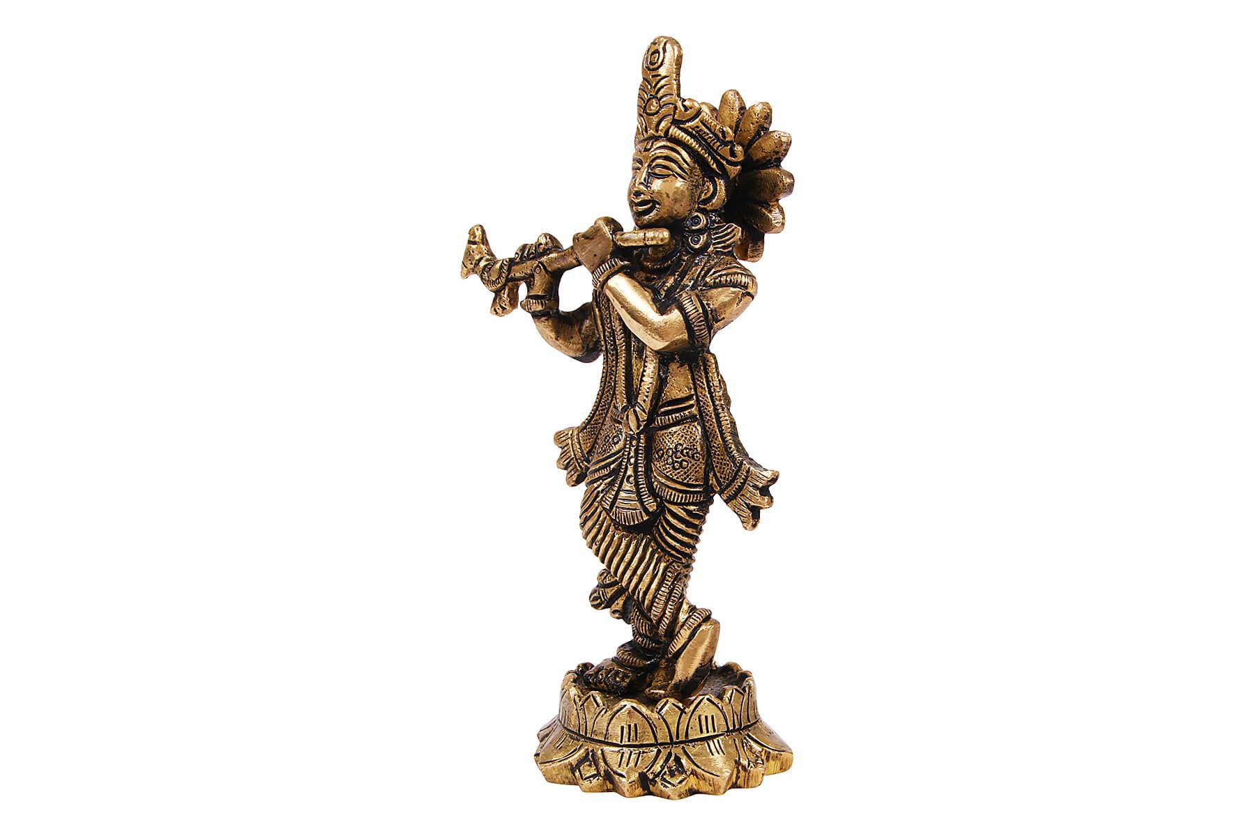 BRASS SUPERFINE KRISHNA JI FIGURINE/IDOL 5.5inch