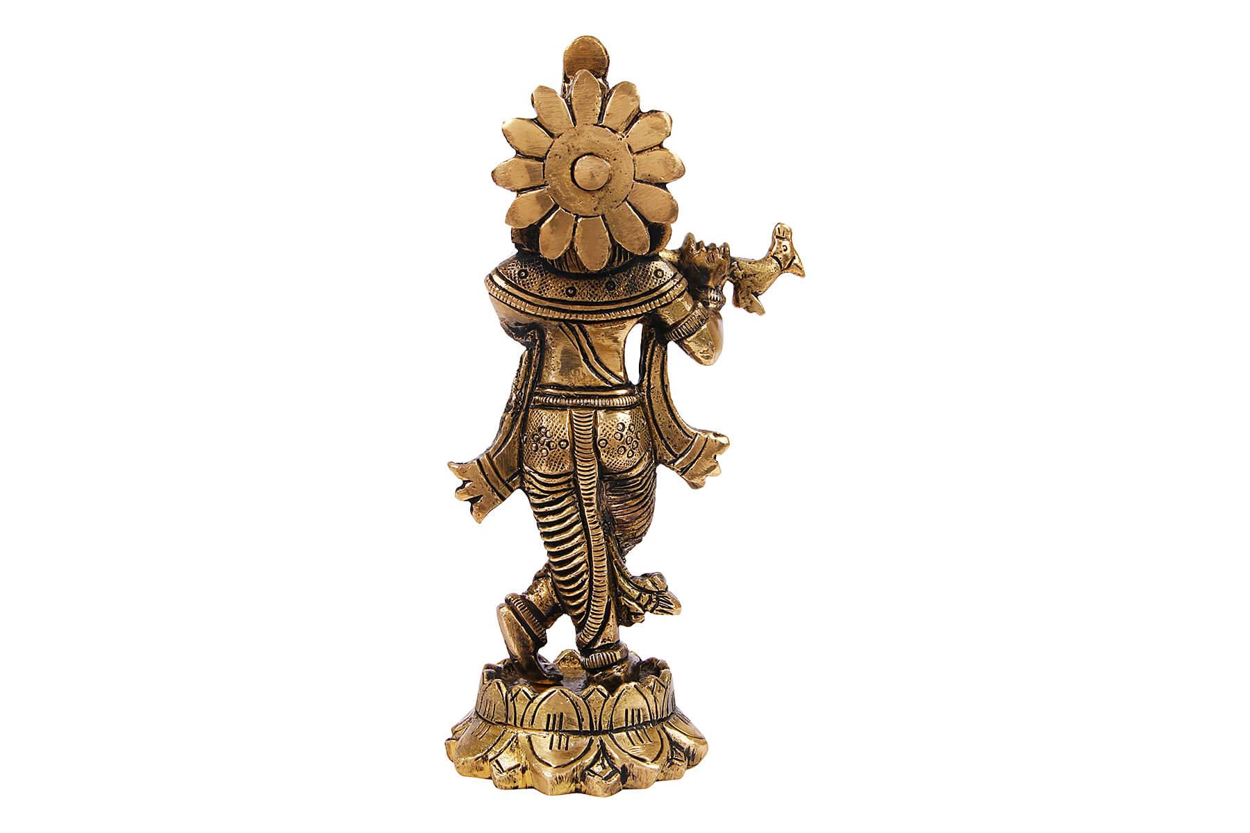 BRASS SUPERFINE KRISHNA JI FIGURINE/IDOL 5.5inch