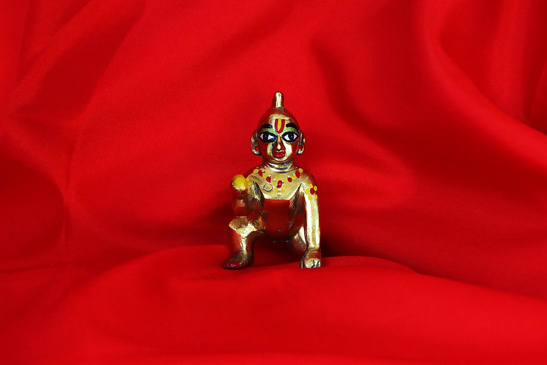 BRASS LADDOO GOPAL JI IDOL/FIGURINE/MOORTI 3inch