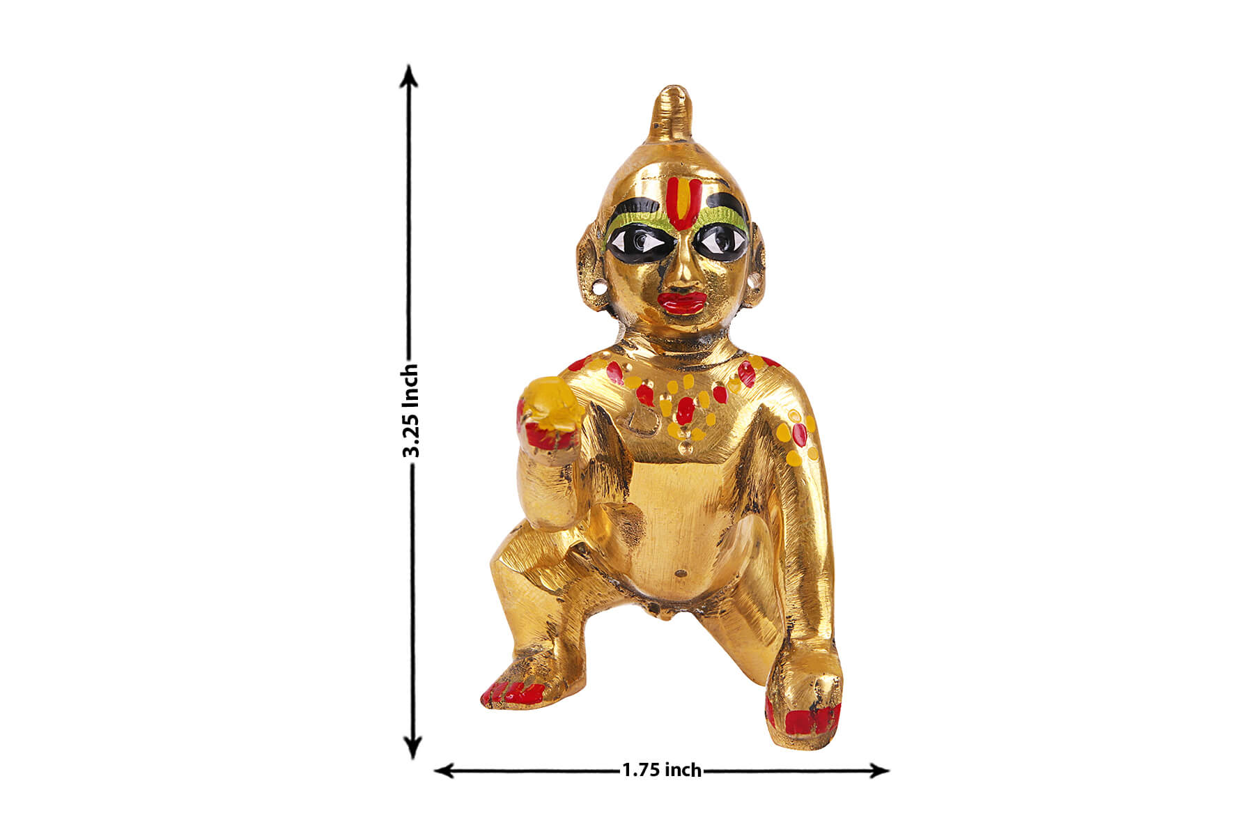 BRASS LADDOO GOPAL JI IDOL/FIGURINE/MOORTI 3inch