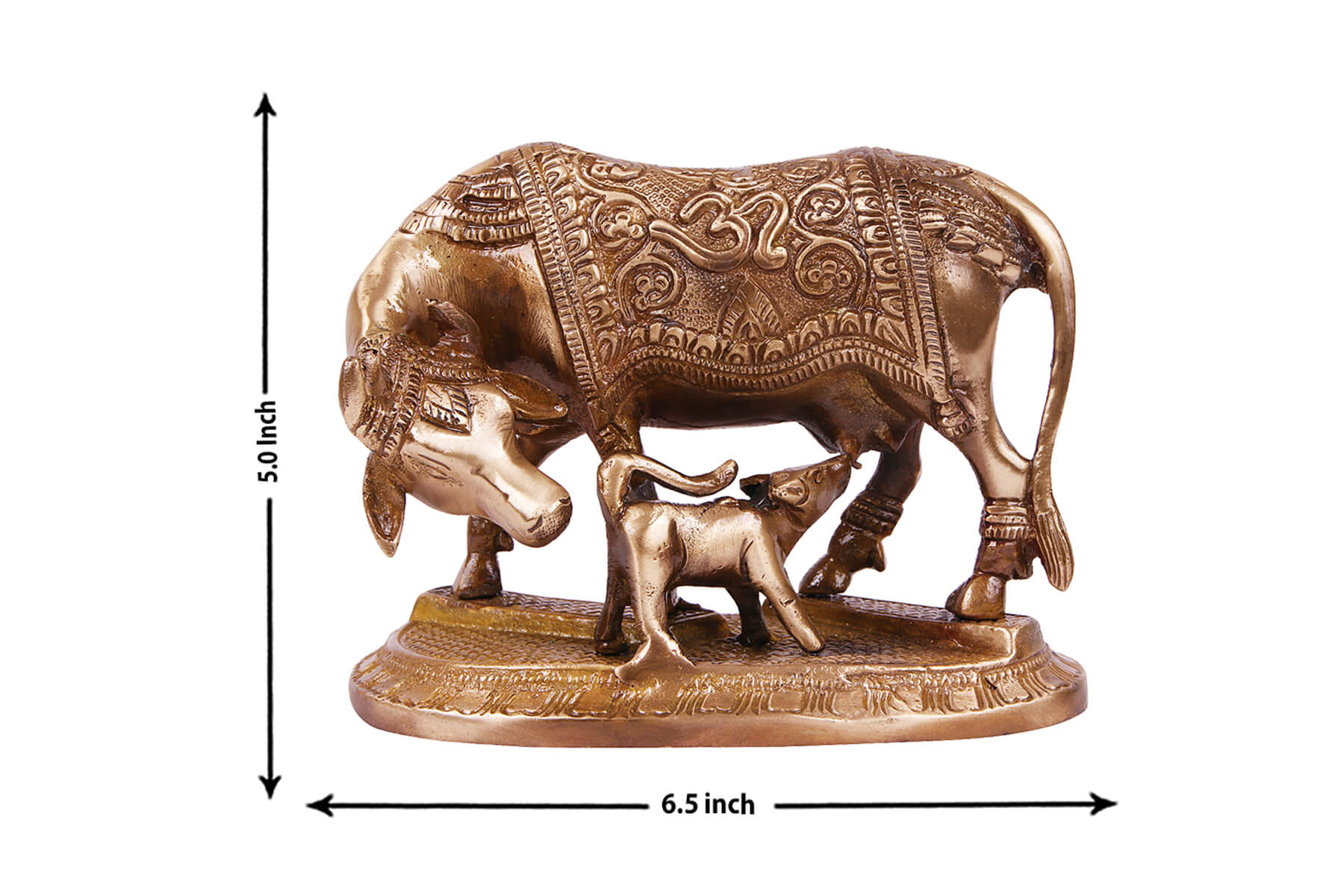 BRASS ANTIQUE GAU MATA FIGURINE/IDOL/SHOWPIECE 6 inch