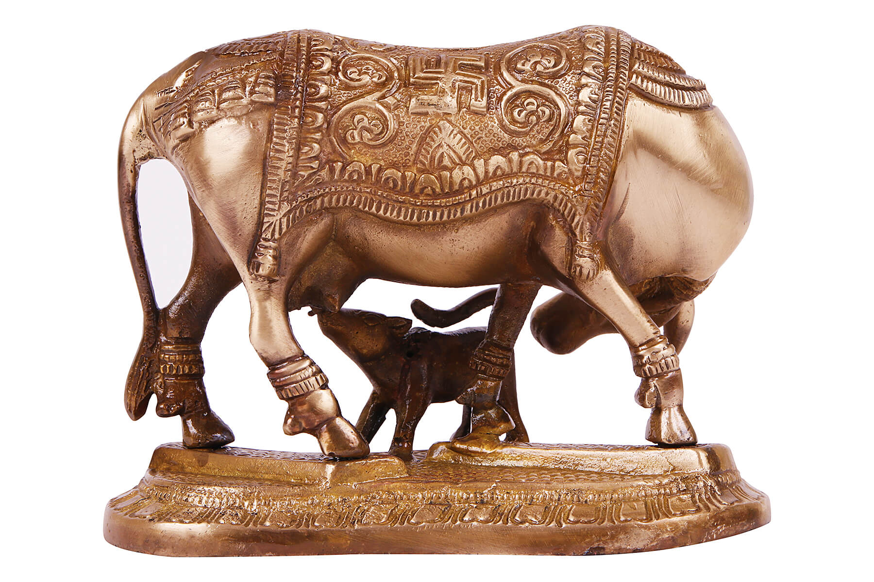 BRASS ANTIQUE GAU MATA FIGURINE/IDOL/SHOWPIECE 6 inch