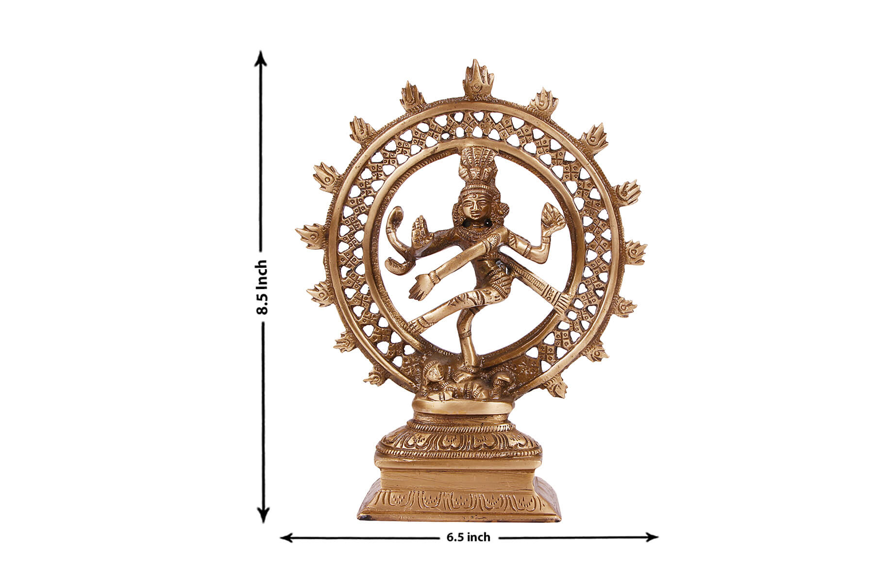 BRASS NATRAJA DANCING SHIVA FIGURINE/IDOL 8 inch