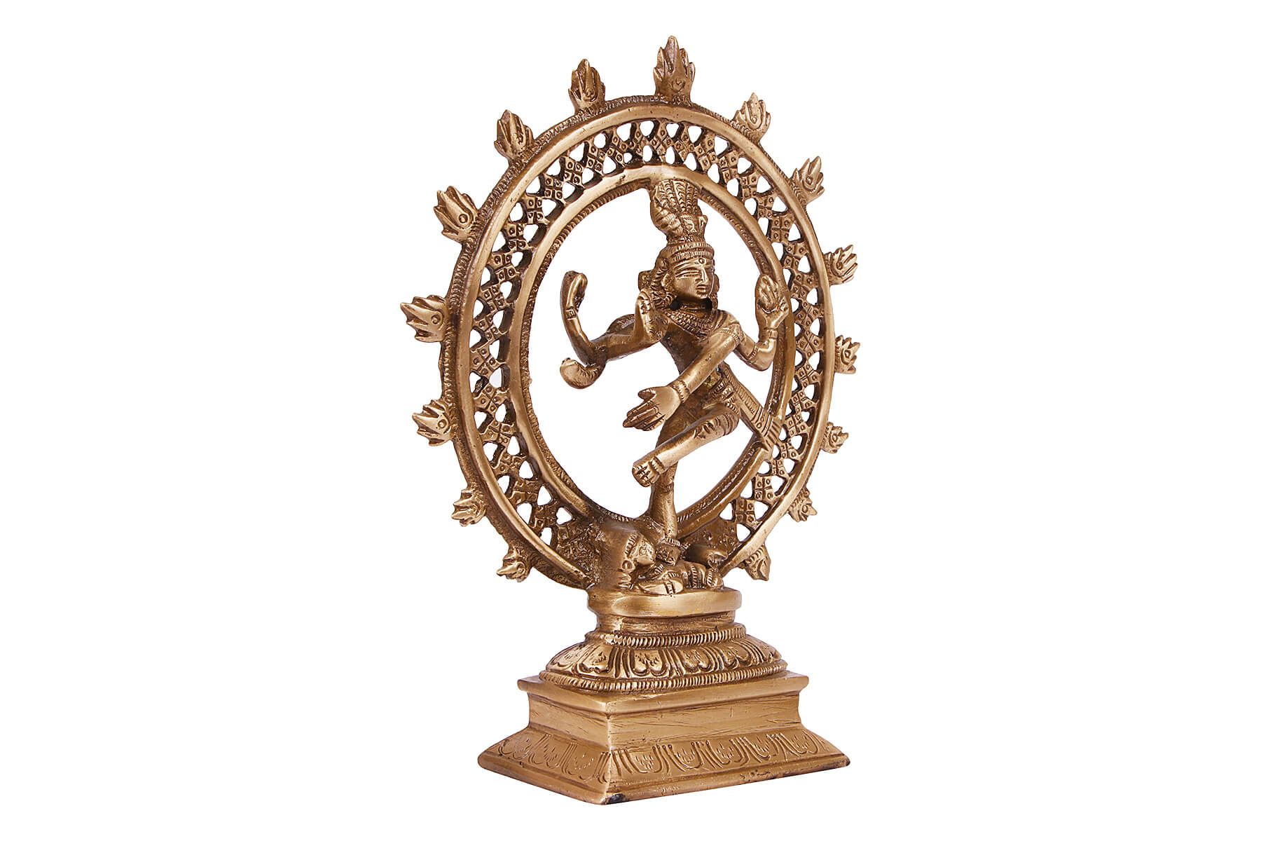 BRASS NATRAJA DANCING SHIVA FIGURINE/IDOL 8 inch