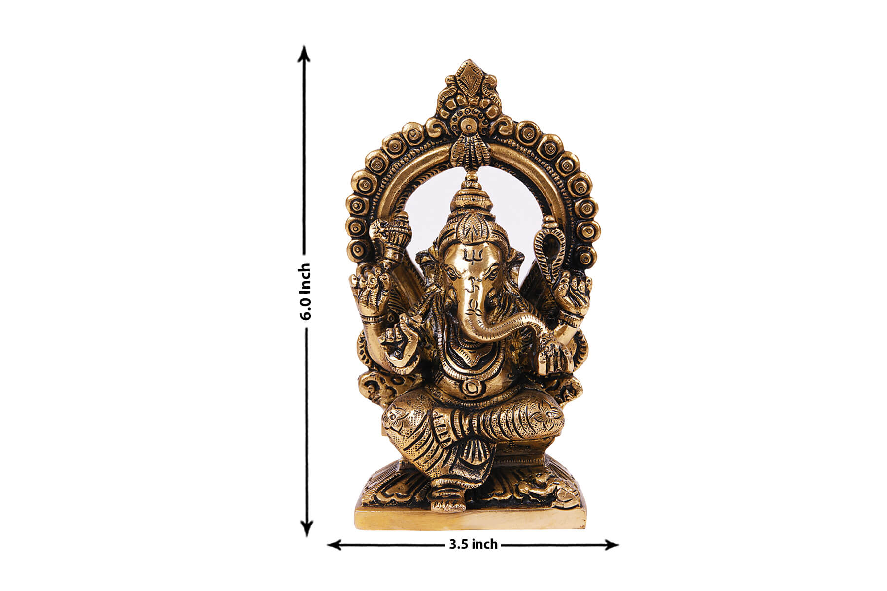 BRASS SUPERFINE GANESH JI IDOL/ FIGURINE/ MOORTI/ STATUE 6 inch