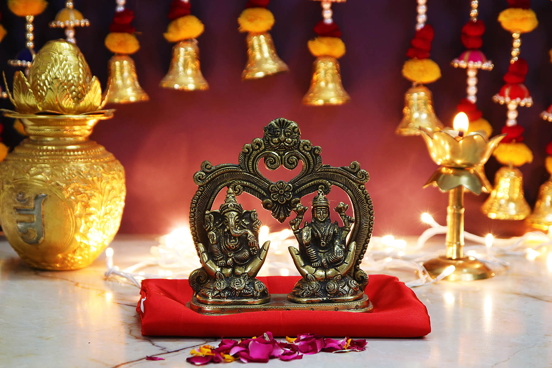 BRASS LAKSHMI GANESHJI STATUE