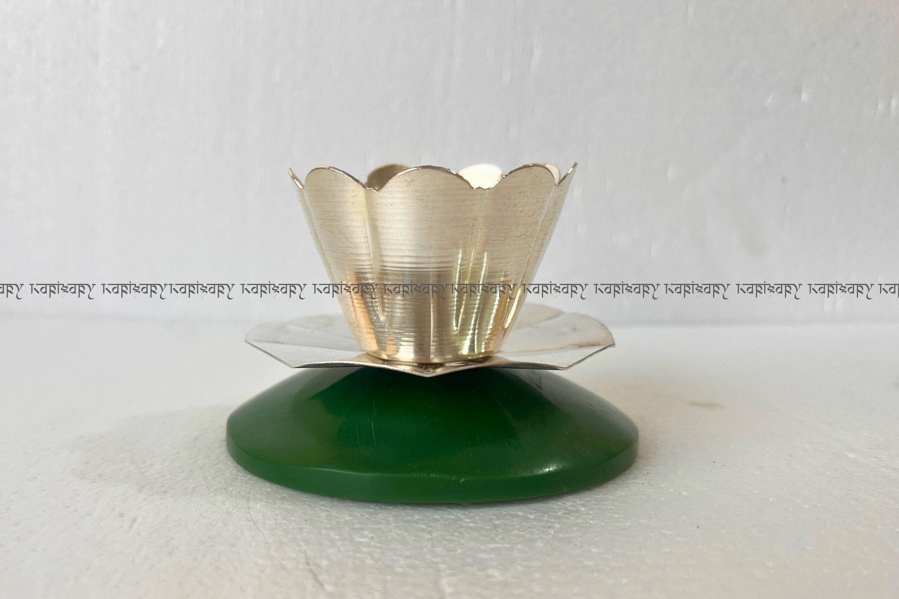 GREEN DEEPAK IN SILVER FINISH FOR POOJA, DIYA FOR HOME DECORATIVE & GIFTING