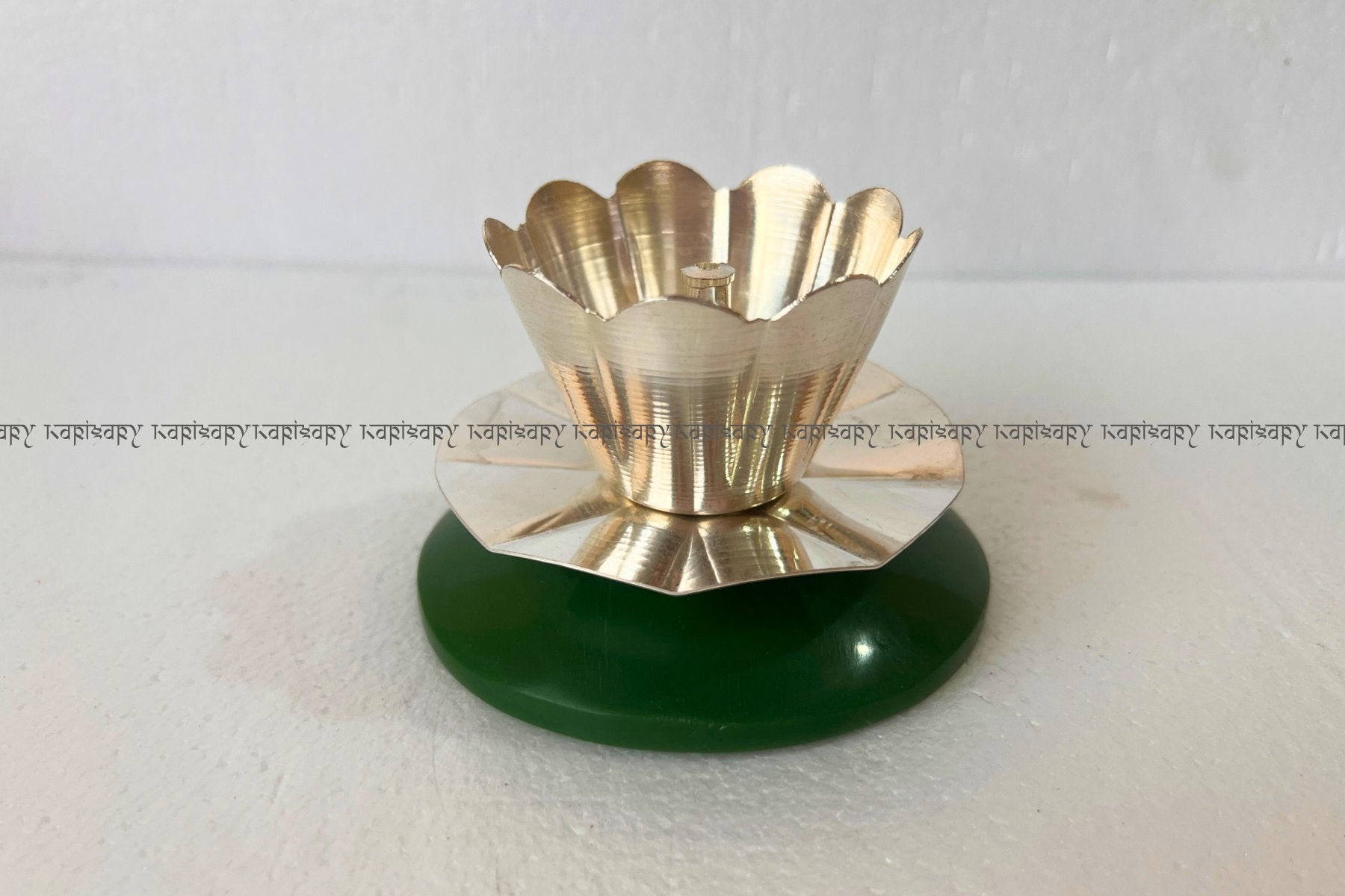 GREEN DEEPAK IN SILVER FINISH FOR POOJA, DIYA FOR HOME DECORATIVE & GIFTING