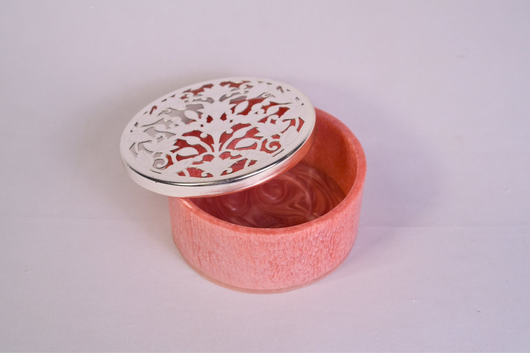 HANDCRAFTED RESIN JAR WITH INTRICATE SILVER LID FOR GIFTING & HOME DECOR
