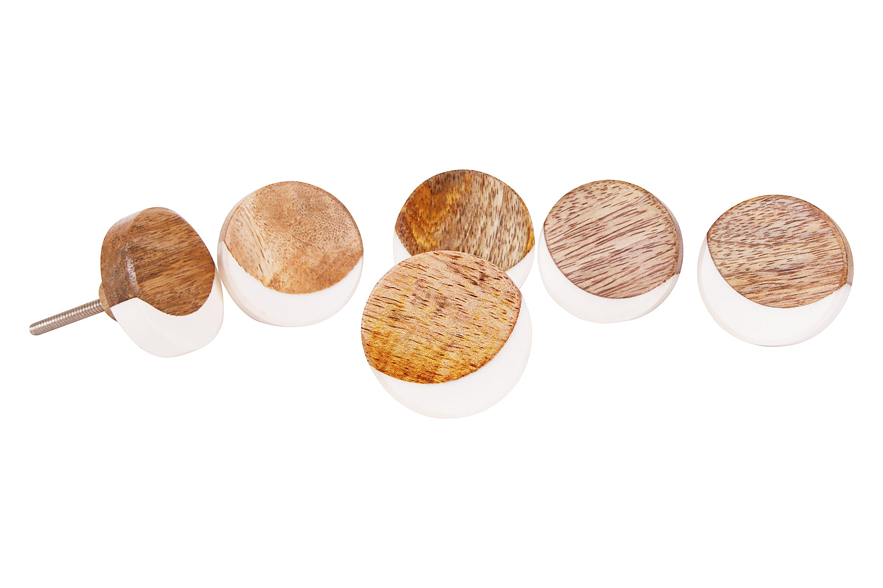 RESIN KNOBS WITH WOODEN INLAY FOR DRAWERS/CABINETS/ SET OF 4