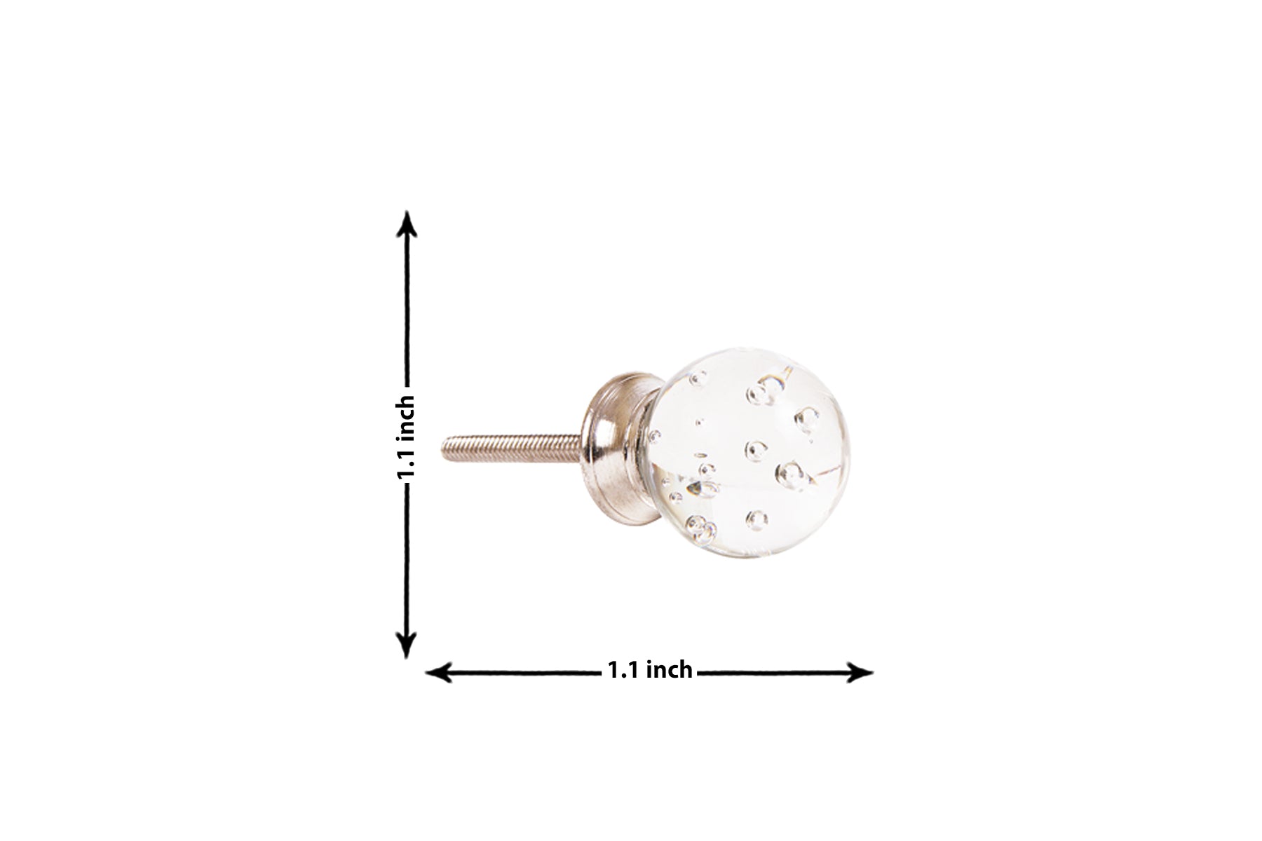 GLASS KNOBS WITH BUBBLES FOR DRAWERS/CABINETS/ SET OF 4