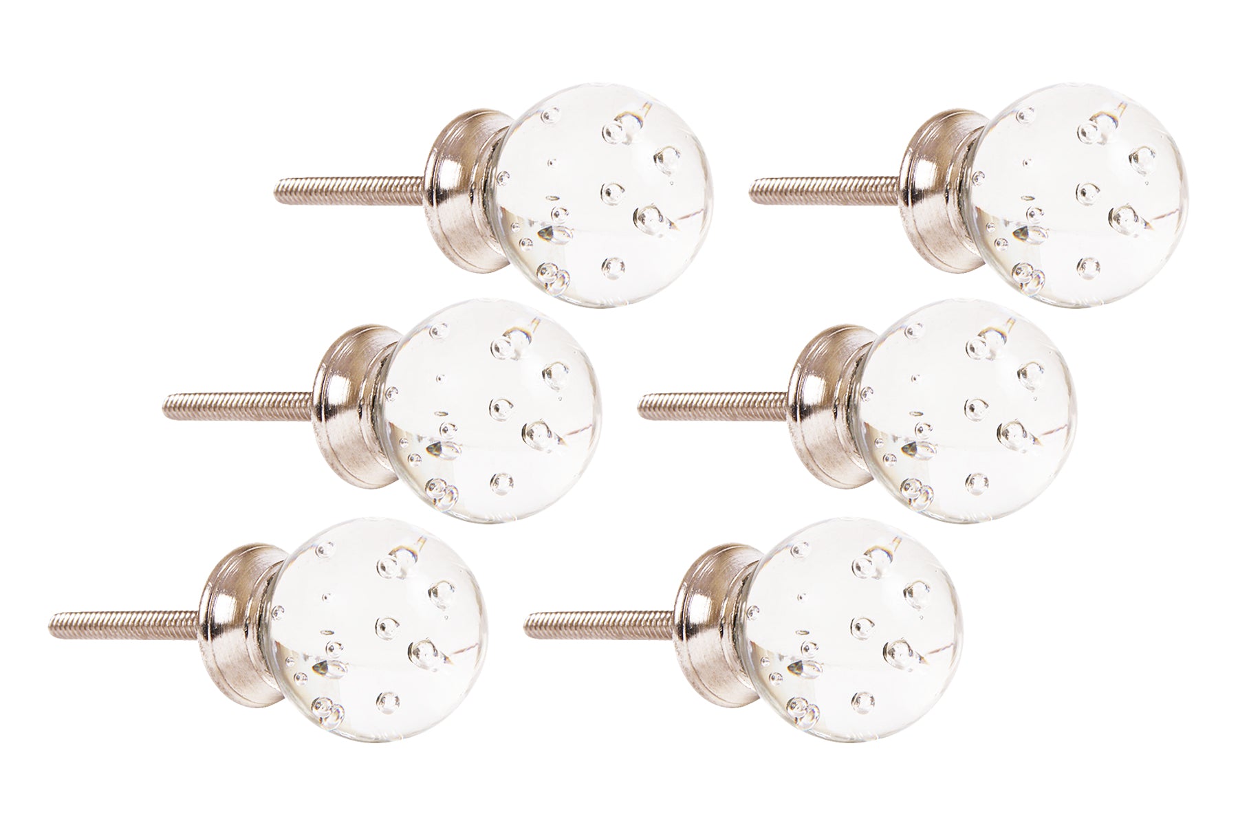 GLASS KNOBS WITH BUBBLES FOR DRAWERS/CABINETS/ SET OF 4