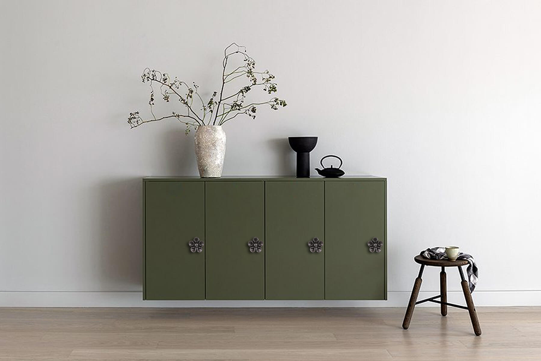 FLOWER-2 KNOBS FOR DRAWERS/CABINETS/ SET OF 4