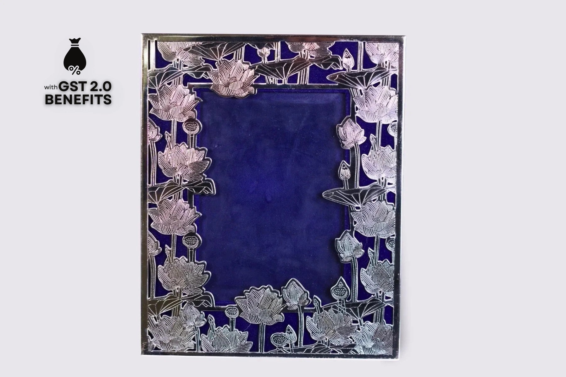 LOTUS DESIGN SILVER PHOTO FRAME FOR GIFTING AND HOME DÉCOR (LARGE)