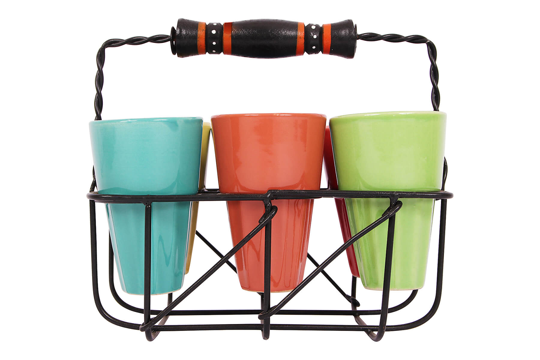 CERAMIC CHAI GLASS WITH STAND (SET OF 6)