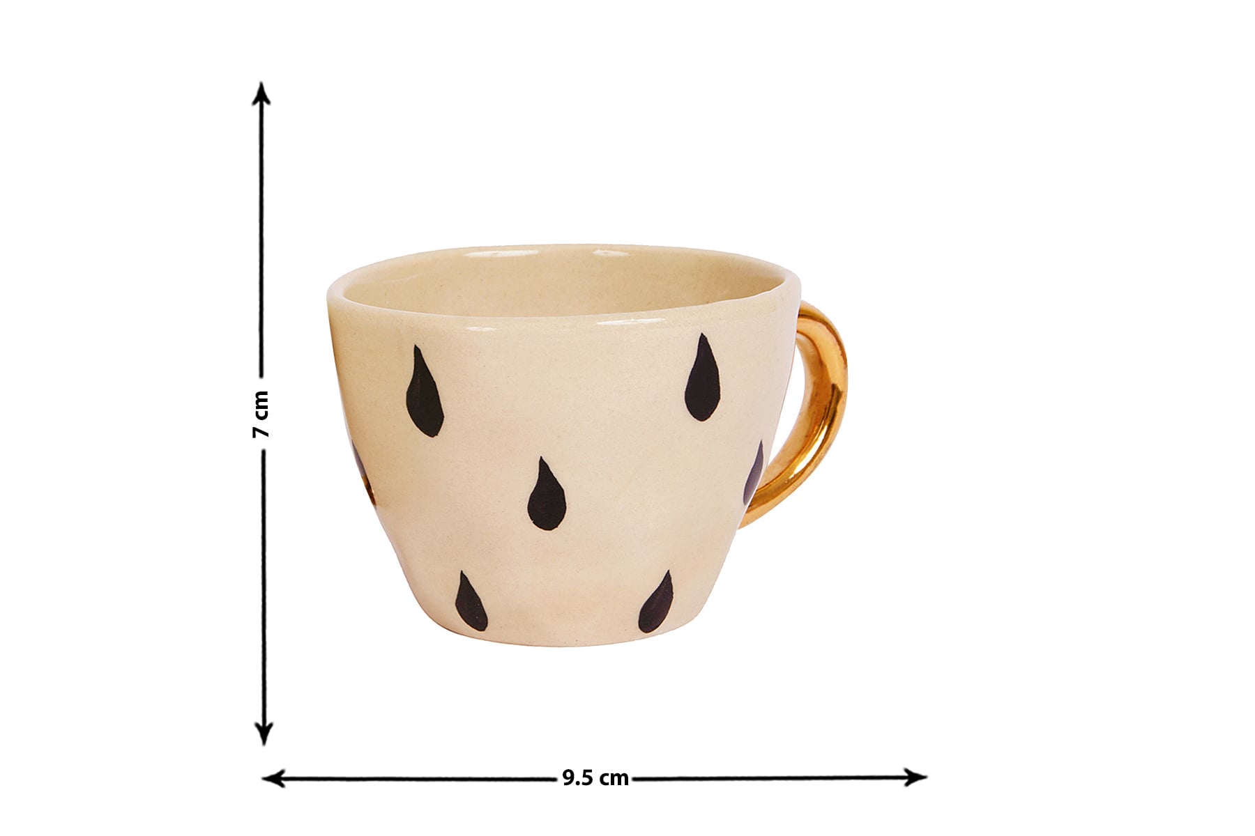 HANDMADE IVORY CERAMIC MUGS WITH BLACK DROPS DESIGN (SET OF 2)