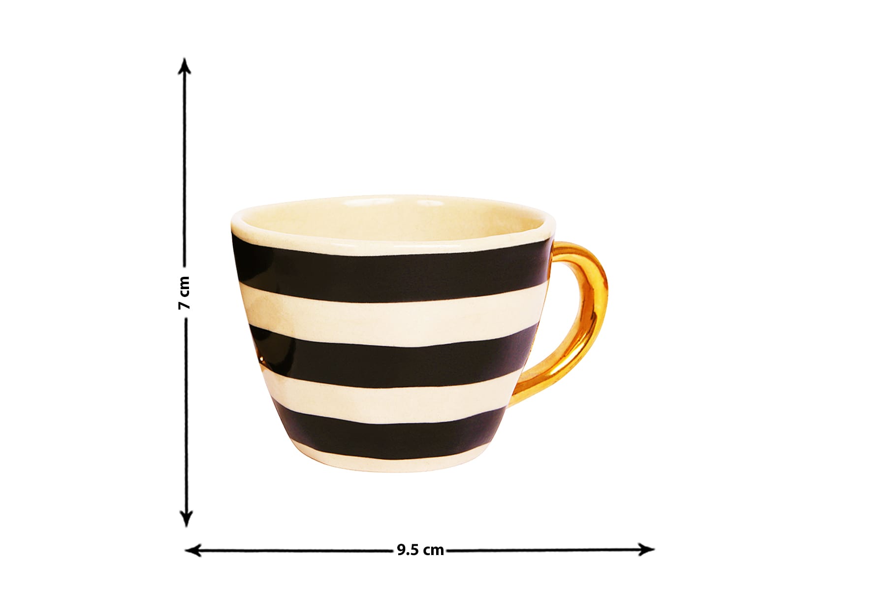 HANDMADE IVORY CERAMIC MUGS WITH BLACK BOLD STRIPES DESIGN (SET OF 2)