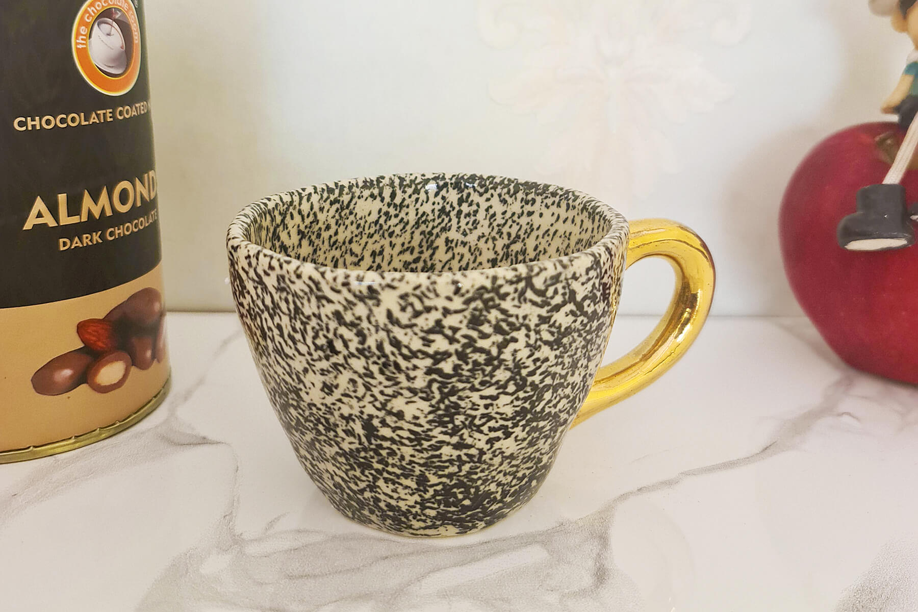 HANDMADE IVORY CERAMIC MUGS WITH BLACK SCRIBBLE PRINT (SET OF 2)