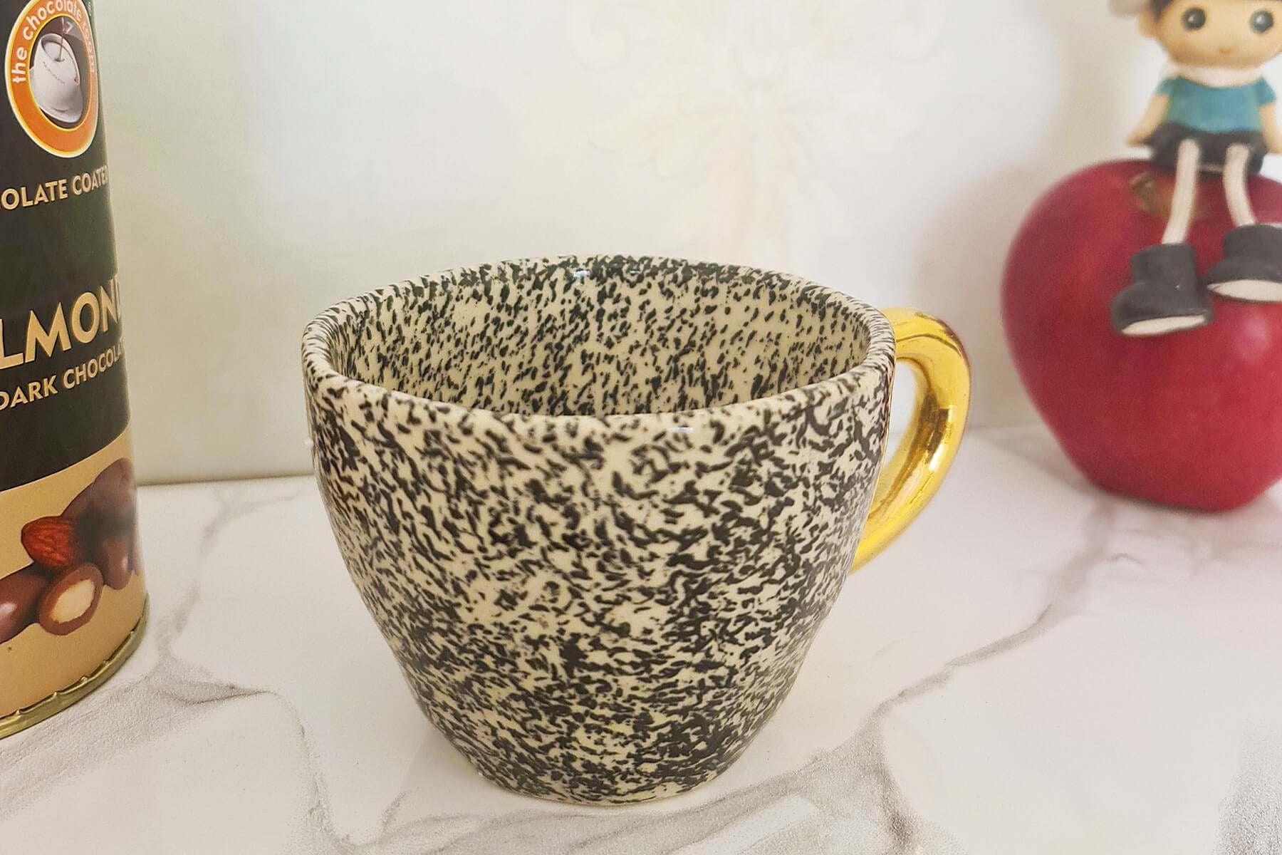 HANDMADE IVORY CERAMIC MUGS WITH BLACK SCRIBBLE PRINT (SET OF 2)