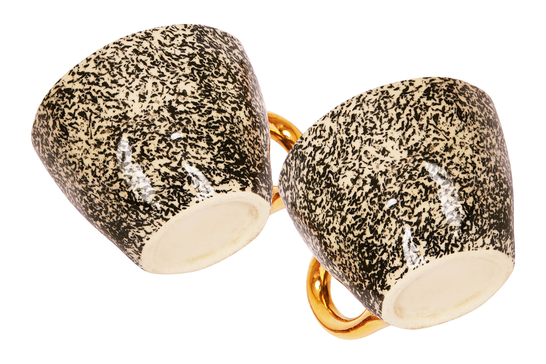 HANDMADE IVORY CERAMIC MUGS WITH BLACK SCRIBBLE PRINT (SET OF 2)