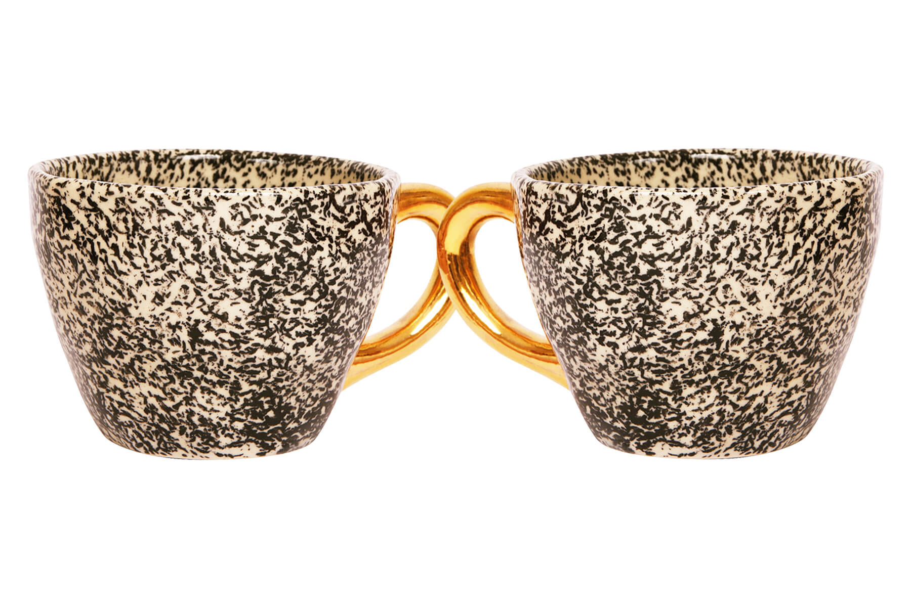 HANDMADE IVORY CERAMIC MUGS WITH BLACK SCRIBBLE PRINT (SET OF 2)