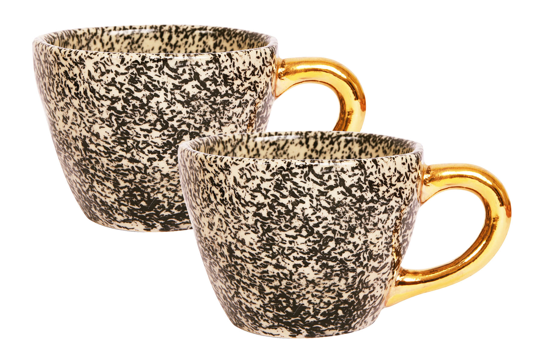 HANDMADE IVORY CERAMIC MUGS WITH BLACK SCRIBBLE PRINT (SET OF 2)
